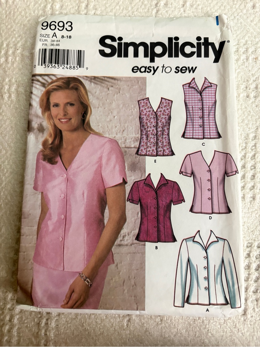 Simplicity Easy to Sew Pattern 9693A for Misses’ Blouses